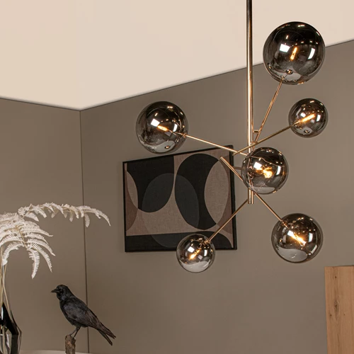 Lucide ALARA - Lámpara colgante - Ø 72 cm - LED - G4 - 6x1,5W 2700K - Oro - ambiente 1
